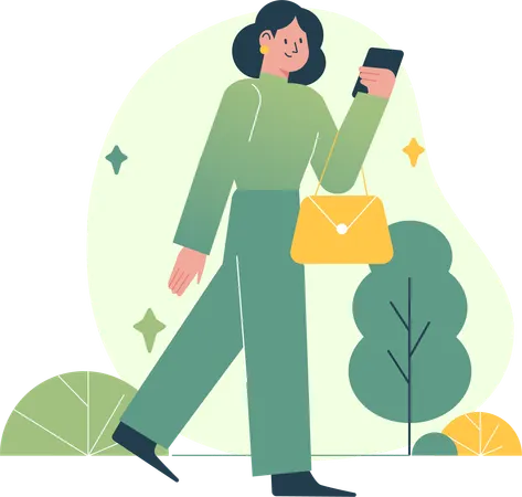 Woman Watching at Phone  Illustration