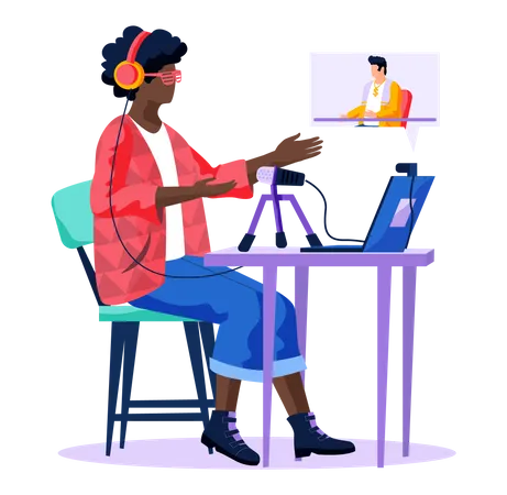 Woman watching broadcast  Illustration