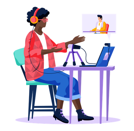 Woman watching broadcast  Illustration