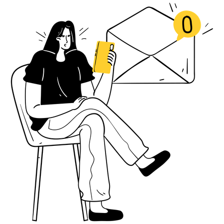 Woman watching Empty Inbox  Illustration