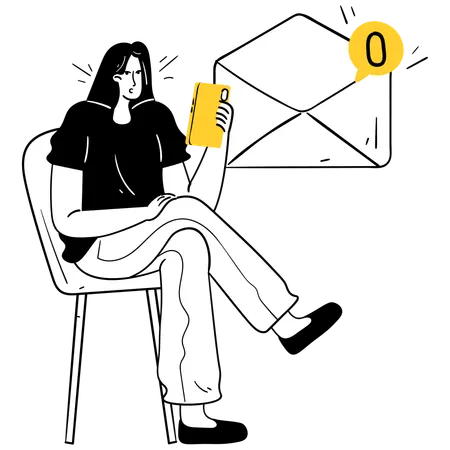 Woman watching Empty Inbox  Illustration