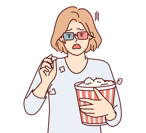 Woman watching movie  Illustration