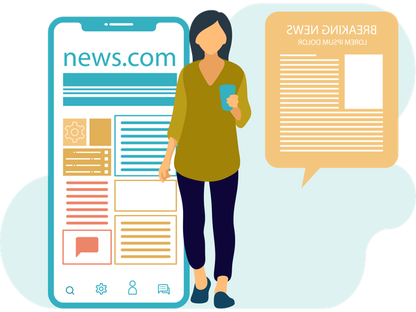 Woman watching online news  Illustration