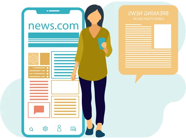 Woman watching online news  Illustration