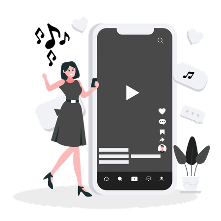 Woman watching reel on Social Media  Illustration