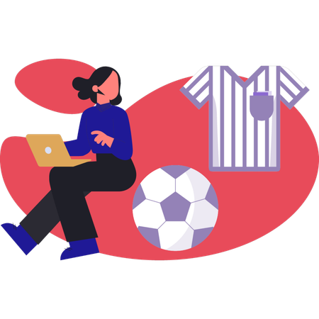 Woman watching soccer player uniform  Illustration