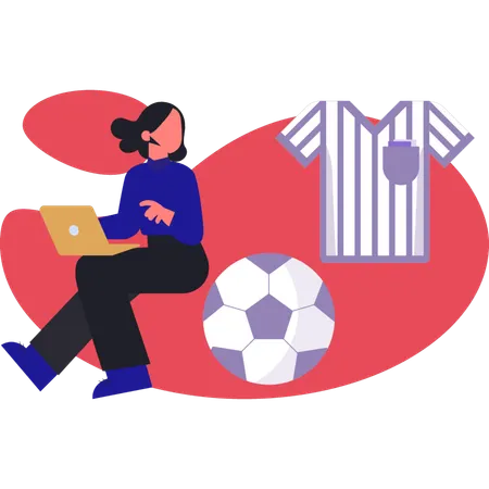 Woman watching soccer player uniform  Illustration