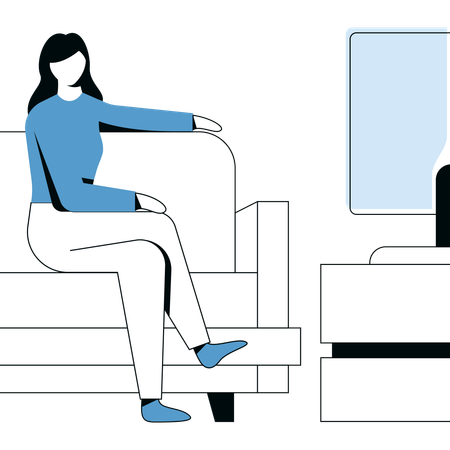 Woman Watching TV  Illustration
