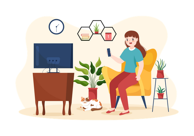 Woman watching tv  Illustration