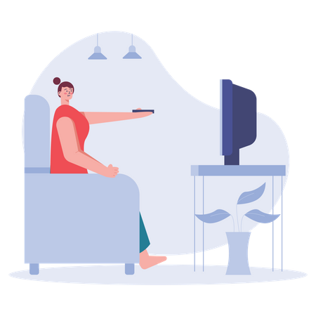 Woman watching tv  Illustration