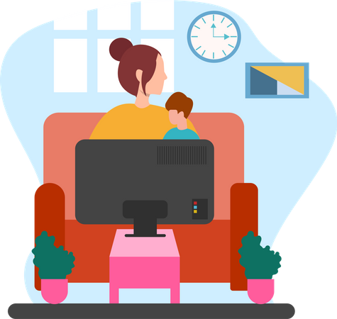 Woman watching tv  Illustration