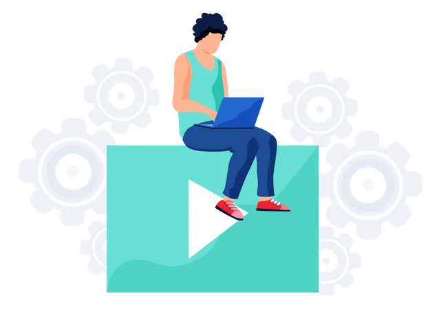 Woman watching video on laptop  Illustration