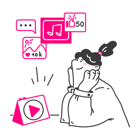 Woman watching videos  Illustration