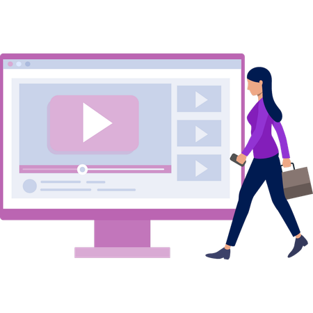 Woman watching videos on go  Illustration