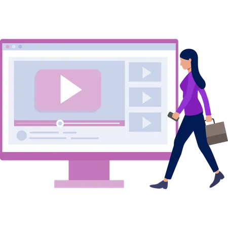 Woman watching videos on go  Illustration