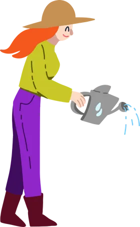 Woman Watering  Illustration