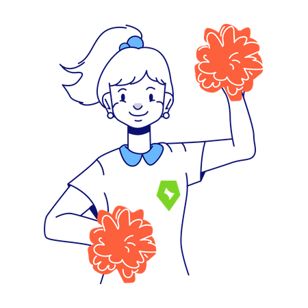 Woman waving cheerleader gloves  Illustration