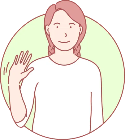 Woman waving hand  Illustration