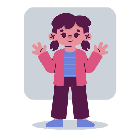 Woman waving hands  Illustration