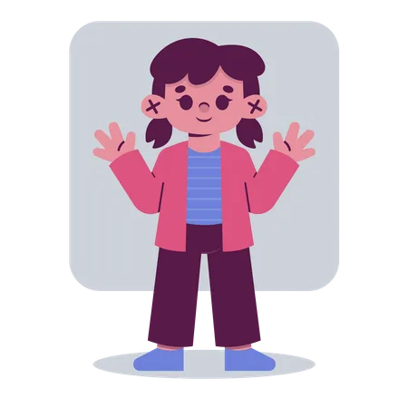 Woman waving hands  Illustration