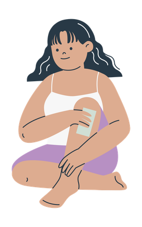 Woman Waxing Her Legs  Illustration