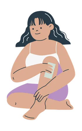 Woman Waxing Her Legs  Illustration