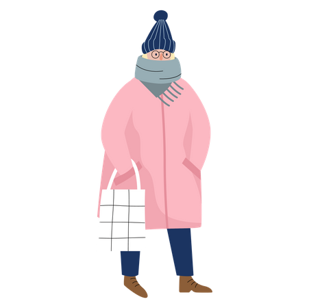 Woman wear winter clothes Illustration
