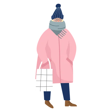 Woman wear winter clothes Illustration