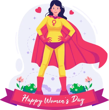 Woman wearing a superhero costume  Illustration