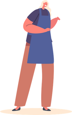 Woman Wearing Apron  Illustration