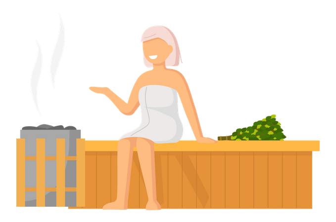 Woman wearing bath towel Illustration