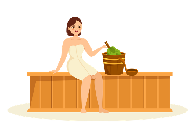 Woman wearing bath towel  Illustration