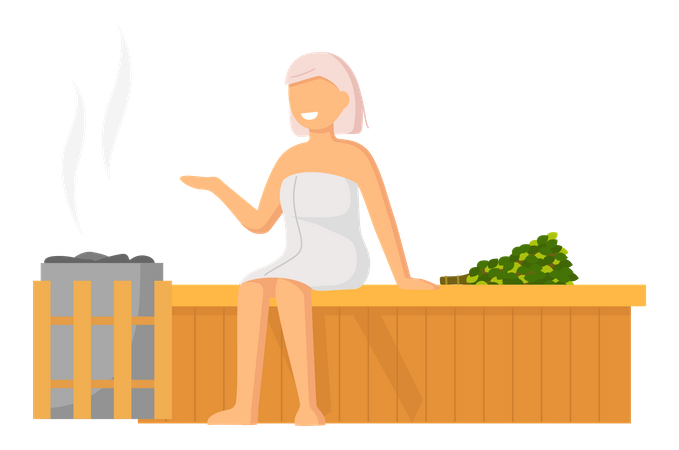 Woman wearing bath towel  Illustration