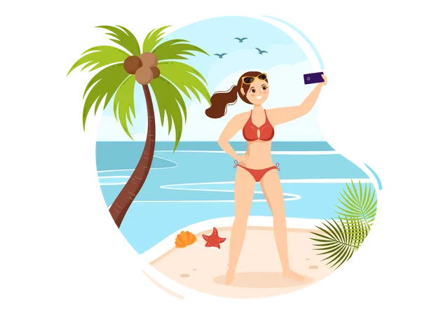 Woman wearing bikini Illustration