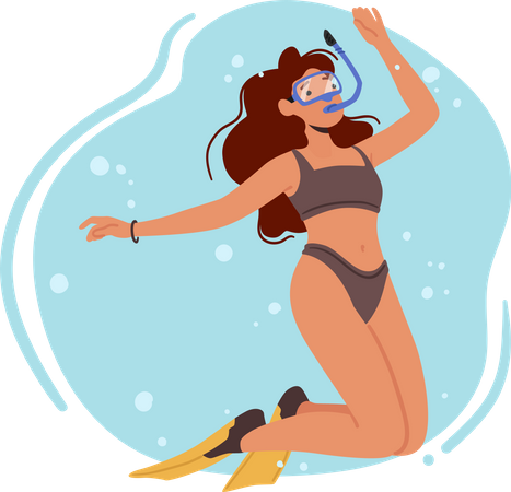 Woman Wearing Bikini  Illustration