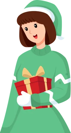 Woman wearing Christmas costume Illustration
