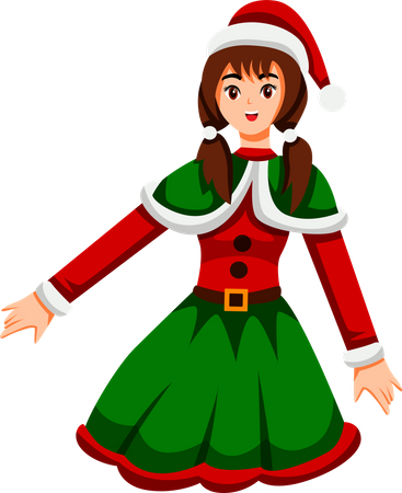 Woman wearing Christmas costume  Illustration