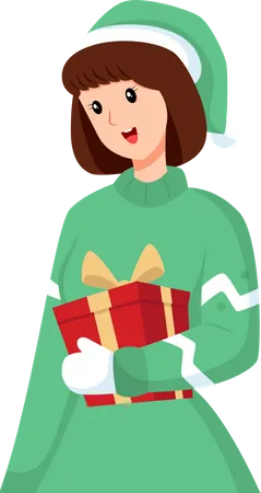 Woman wearing Christmas costume  Illustration