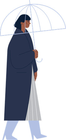 Woman wearing cout while holding umbrella  Illustration