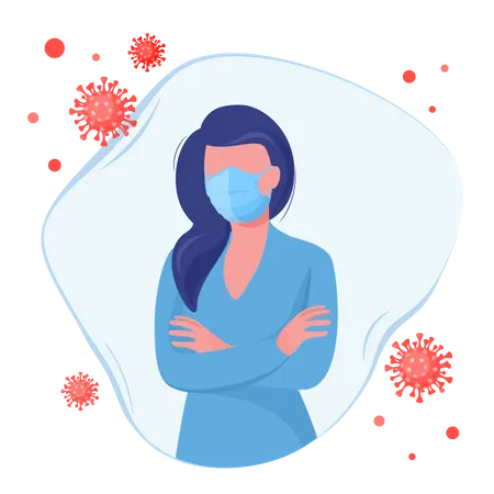 Woman wearing face mask as corona precaution  Illustration