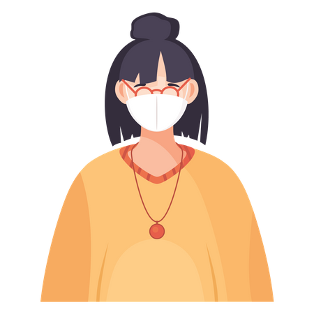 Woman wearing facemask Illustration