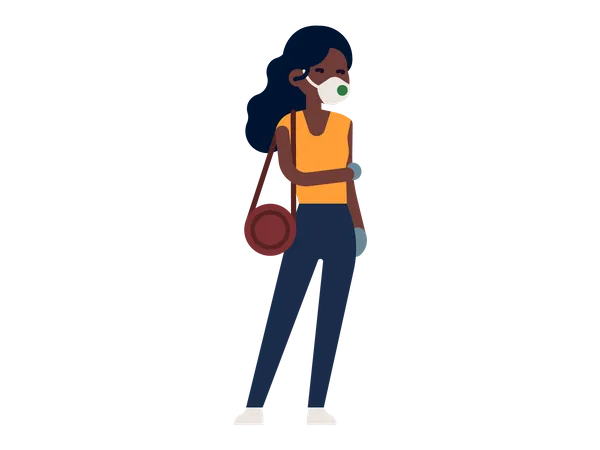 Woman wearing facemask  Illustration