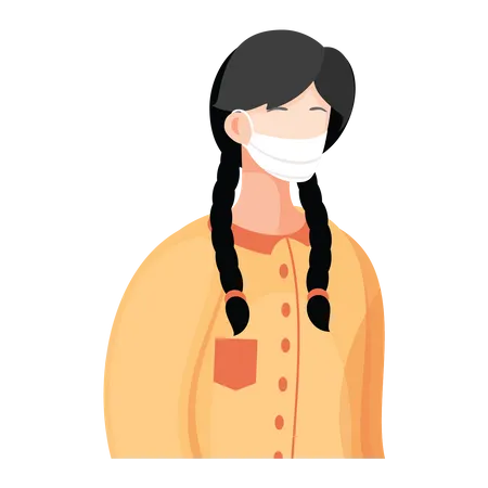 Woman wearing facemask  Illustration