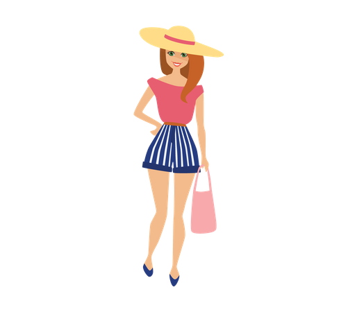 Woman wearing fashionable outfit  Illustration