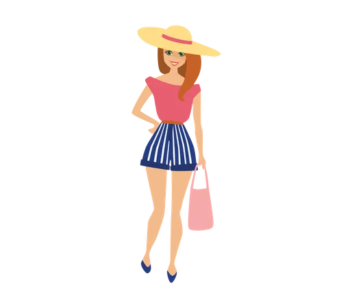 Woman wearing fashionable outfit  Illustration