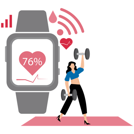Woman wearing Fitness Tracker  Illustration