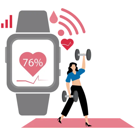 Woman wearing Fitness Tracker  Illustration