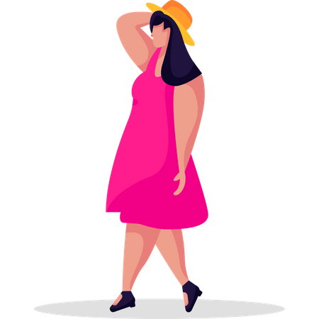 Woman wearing full cap  Illustration