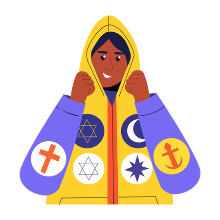 Woman wearing harmony hoodie  Illustration