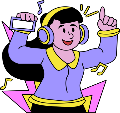 Woman Wearing Headphones  Illustration